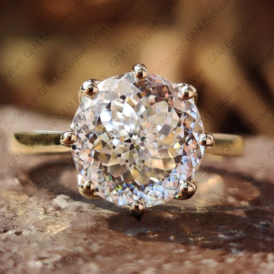 1.8 TCW Round Shape Portuguese Cut Moissanite Engagement Ring In