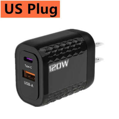 120W Fast Charging USB Type C Wall Charger Cable For Samsung S24 23 22 21 Ultra