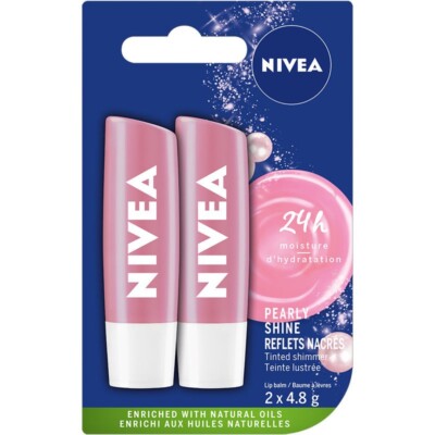 10 pack (5x2) NIVEA Pearly Shine Lip Balm Jojoba Oil Nourishing Moisture