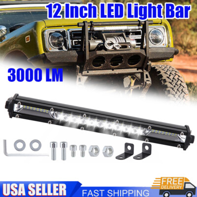 12inch 6000K LED Work Light Bar Combo Spot Flood Driving Off Road SUV Boat ATV