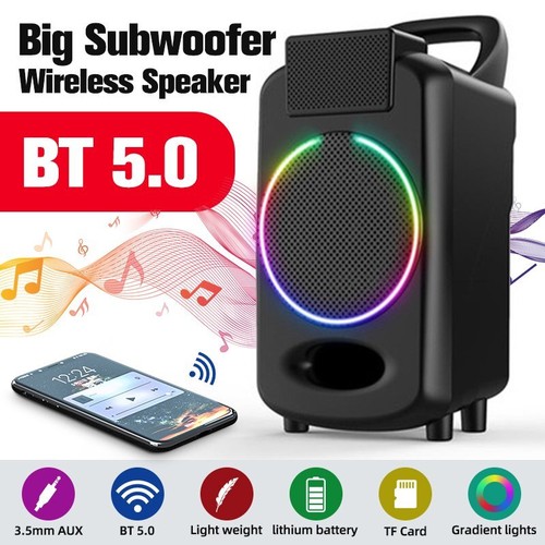Bluetooth Speaker Wireless Portable Boombox FM Rechargeable Stereo System LOUD