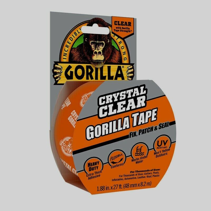 Gorilla Tape 27' CRYSTAL CLEAR Adhesive Extra Thick Waterproof...