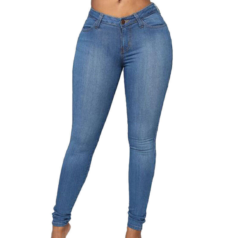Womens Skinny Denim Jeans Leggings Stretch Casual High Waist Pants Long Trousers