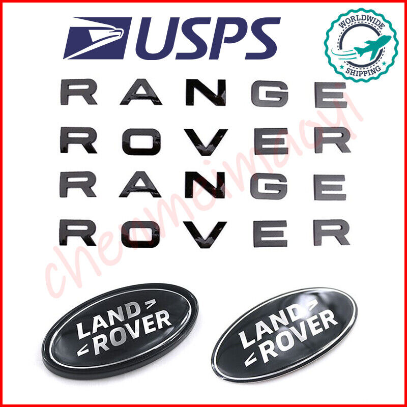 4pcs LAND ROVER RANGE ROVER Letter Gloss Black Grille Tailgate