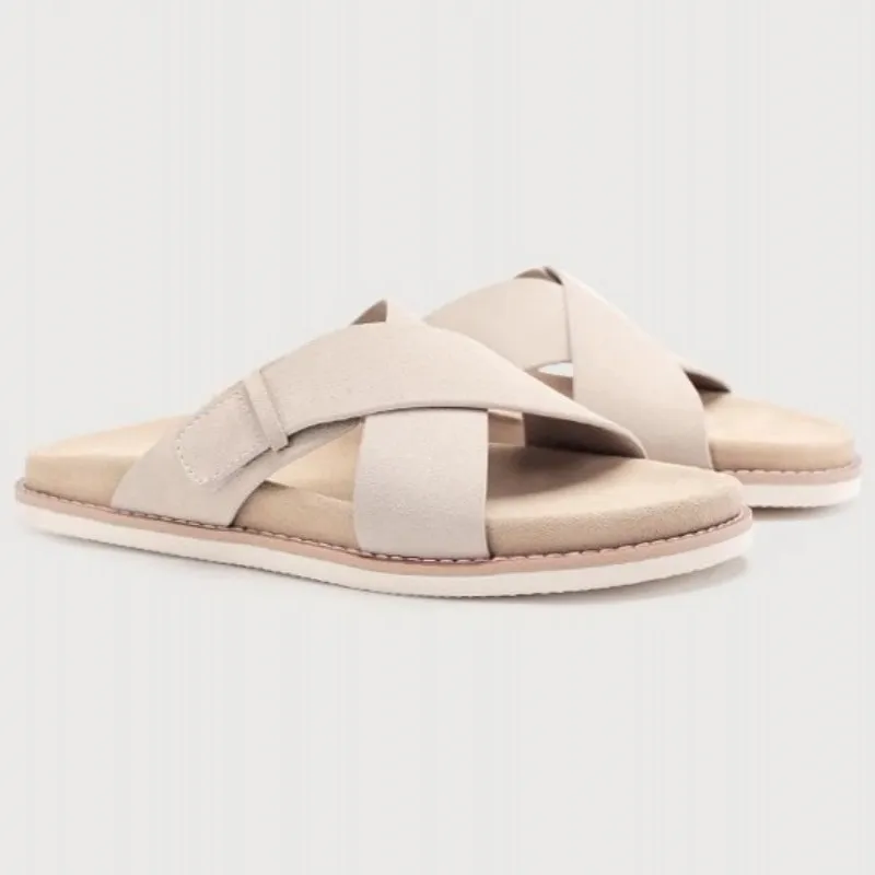 Male Summer Breathable Genuine Cow Suede Leather Open Toe Flat Sandals Luxury 