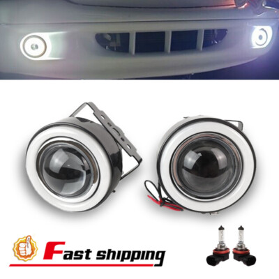 3'' with Super White 32-LED Halo Angel Eyes Rings Projector Fog Light Lamps Pair