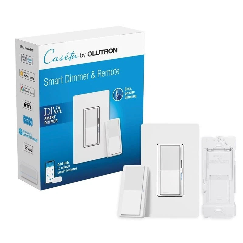 Lutron Diva Smart 150W LED Dimmer Switch - White (DVRF-PKG1D-WH-R)