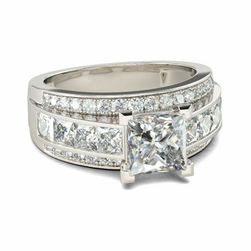 Lab Created 3.5 ct Princess Diamond Lovely Ring Sterling Silver Fine Jewelry