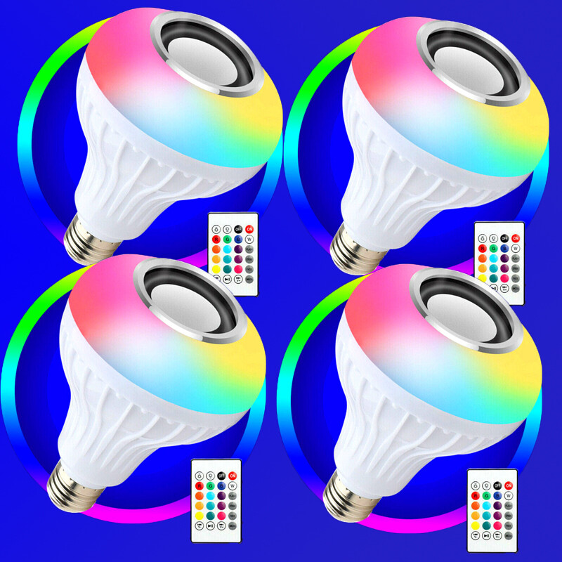 Wireless Bluetooth LED Light Speaker Bulb RGB E27 Music Lamp Remote App Control