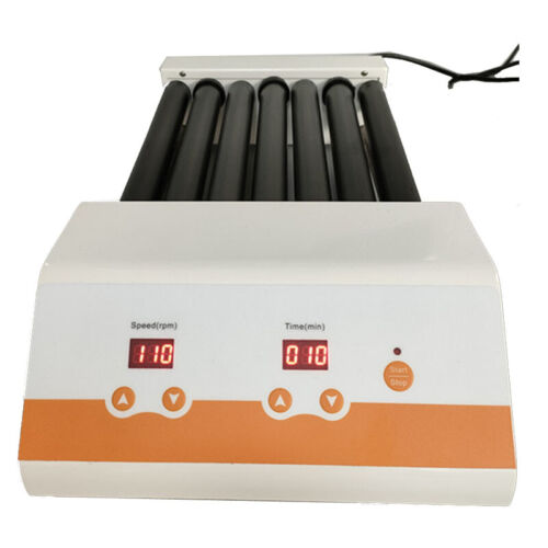 7 Rollers Digital Display Lab Blood Roller Mixer Test Tube Shaker Timing 110RPM