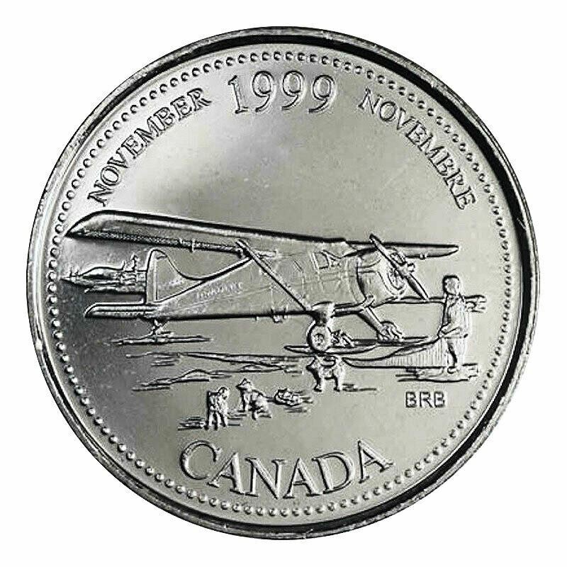 🇨🇦 Canada quarter 25 cents coin, ✈️ Millennium (November) THE
