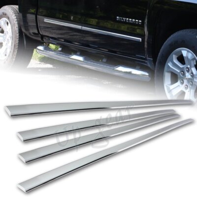 For 2014-2019 Chevy Silverado 1500 Side Door Lower Molding Body Trim 4pcs Set