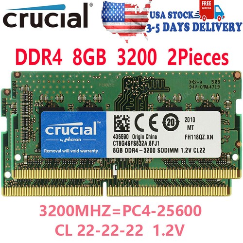 crucial ddr4-3200 8GB×2 CRUCIAL 8GBX2 DDR4 3200 MHz PC4-25600 Laptop SODIMM Non-ECC 260