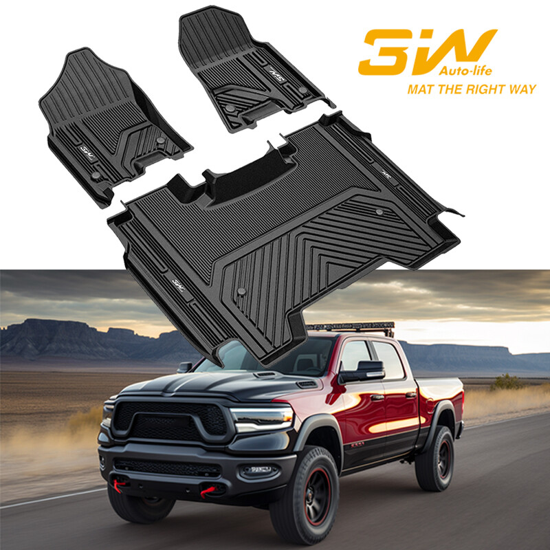3W Floor Mats for Dodge Ram1500 Crew Cab 2019-2023 Without Storage Floor Liner