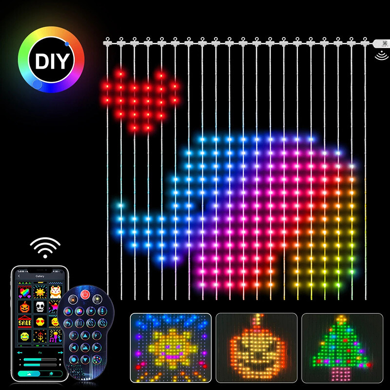 Smart Curtain Light RGBIC Color Changing Christmas Lights String DIY