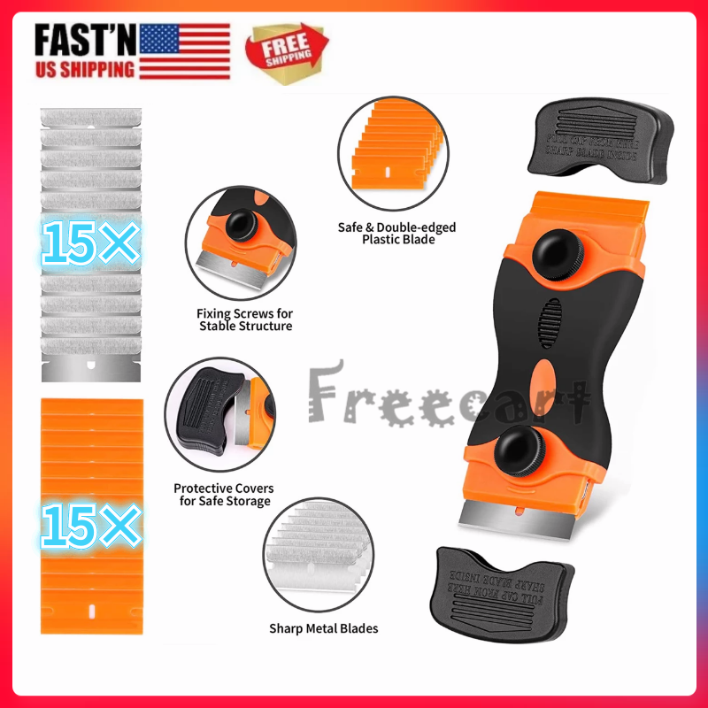 30PCS Razor Blade Scraper Double Edge Razor Scraper Remover 