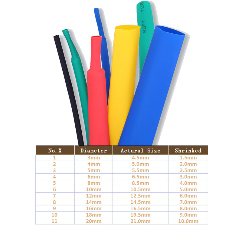2:1 Heat Shrink Tubing Cable Sleeving Protect Wire Wrap Electrical Insulation