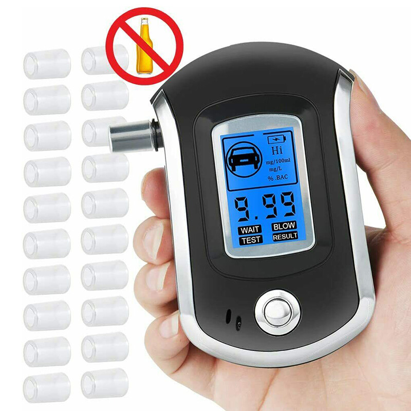 Alkoholtester Promilletester Alkomat Alcohol Tester Messgerät + 20 Mundstücke