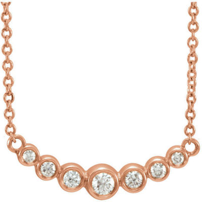 JADiamonds Diamond Bezel Set 1/5 CTW 16-18" Necklace In 14K Rose Gold
