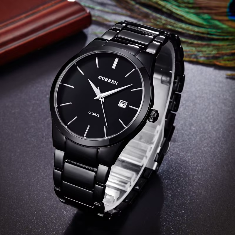 Men Watches Top Brand Luxury Male Watch Full Steel Display Date Fashion Quartz-W