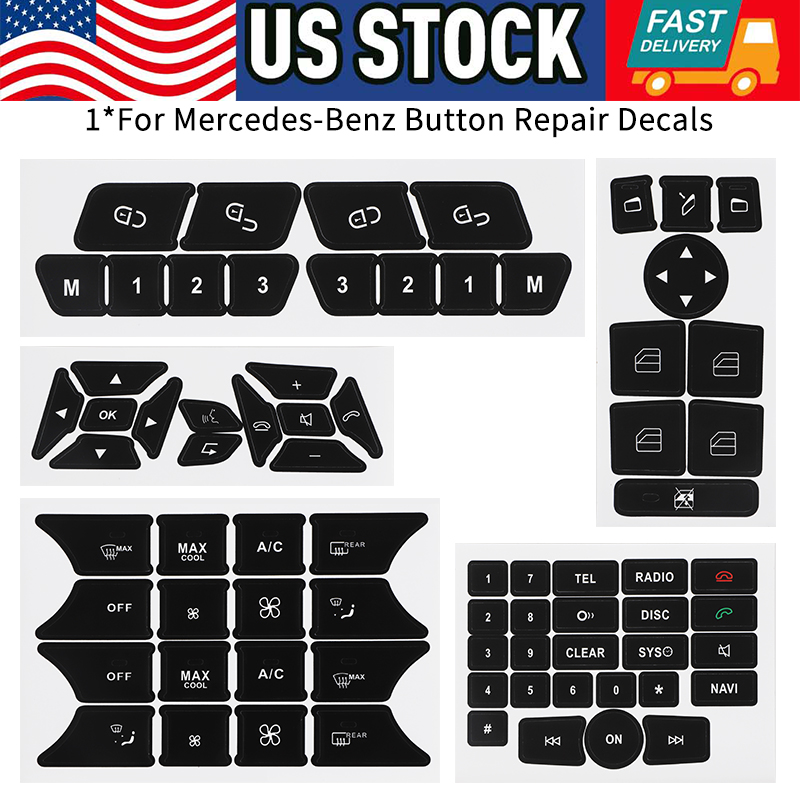 Button Repair Kit Window Switch Sticker For Mercedes-Benz W204 C250 C300 CLA200
