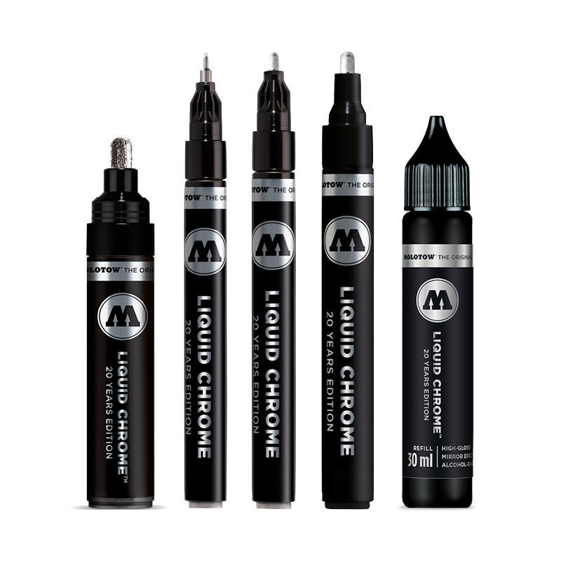 MOLOTOW LIQUID CHROME INK 1mm 2mm 4mm 5mm or 30mL Refill Graffiti Art Supplies