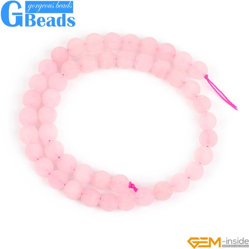 Natural Rose Quartz Frosted Matte Round Beads For Jewelry Making 15
