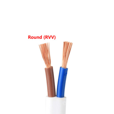 2 Core 0.3-4mm² PVC Insulated Flexible Sheath Electrical Cable Round Flat White