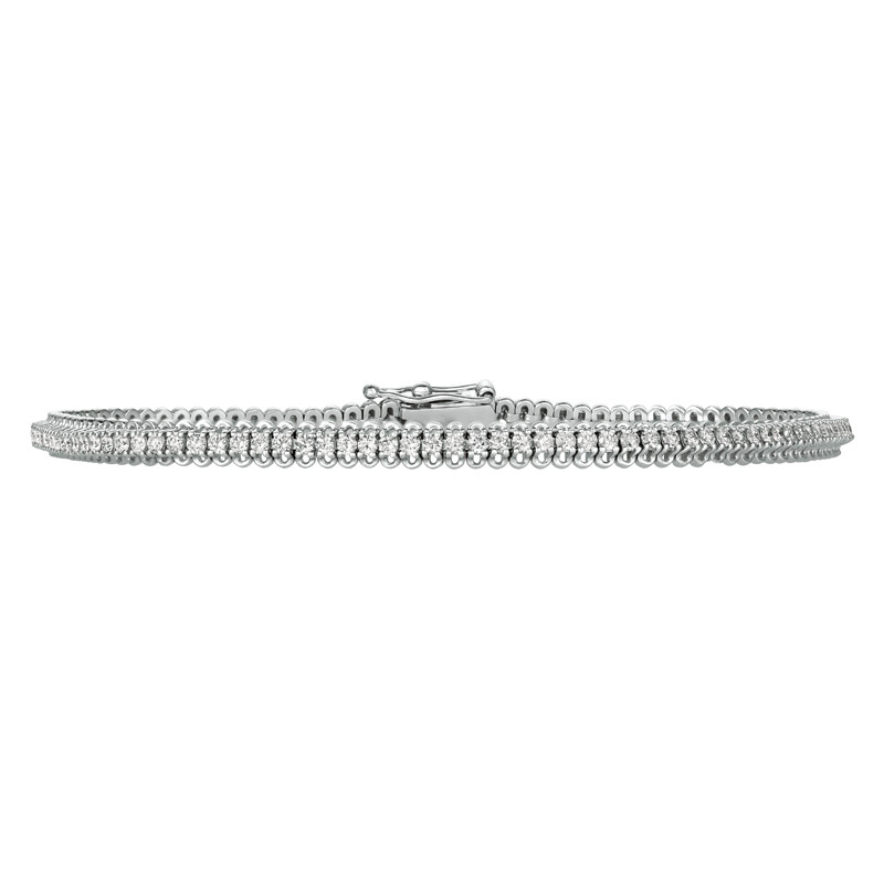 Pre-owned Morris 1.50 Ct Natural Diamond Soft Tennis Bracelet Si In 14k Rose Gold 110 Stones