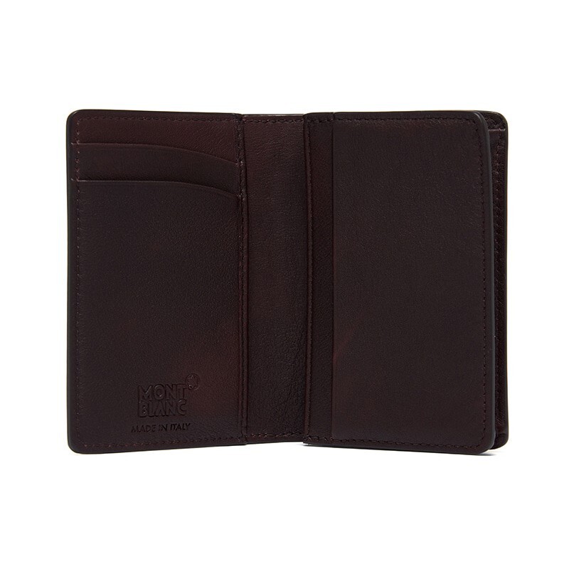 Pre-owned Montblanc Meisterstück Sfumato Genuine Leather Card Holder Wallet Purse For Men In Red