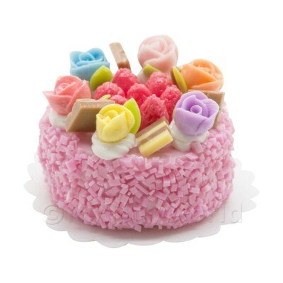 Maison de Poupées Miniature Multi Colorée Vanille Rose Gâteau