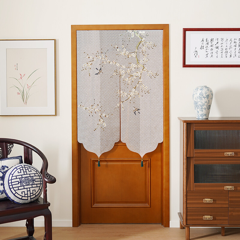 Mesh Doorway Curtain Chinese Style Half Curtain Home Divider Curtain Rod Pocket