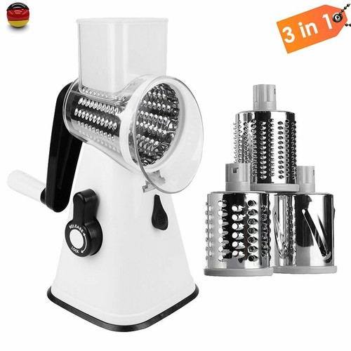 Reibemühle Käsereibe Salatschneider Slicer Reibe Gemüsehobel mit 3 Trommeln