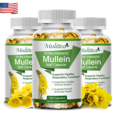New Mulittea Mullein Leaf Capsules 1000mg  Support Lung Cleanse Capsules