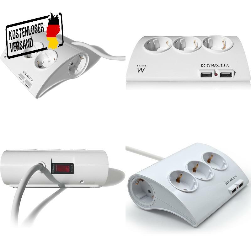 Ewent 5-Fach Desktop-Steckdosenleiste Mit 2 Usb-Anschlüsse Den Schreibtisch (Mi