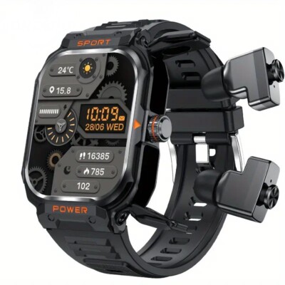 Men's Smart Watch with Ear Buds-42mm-Ios & Android-2.01-inch HD AMOLED-I P67-NEW