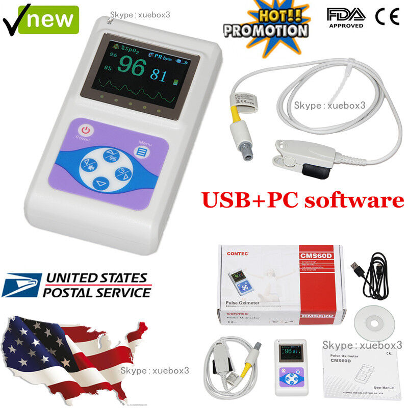Ce Fda Fingertip Pulse Oximeter Spo2 Pr Monitor Recorder+adult Probe+pc Software