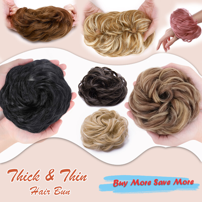 Thick Hair Bun Curly Messy Bun Hair Piece Scrunchie Updo Warp on Hair Extension