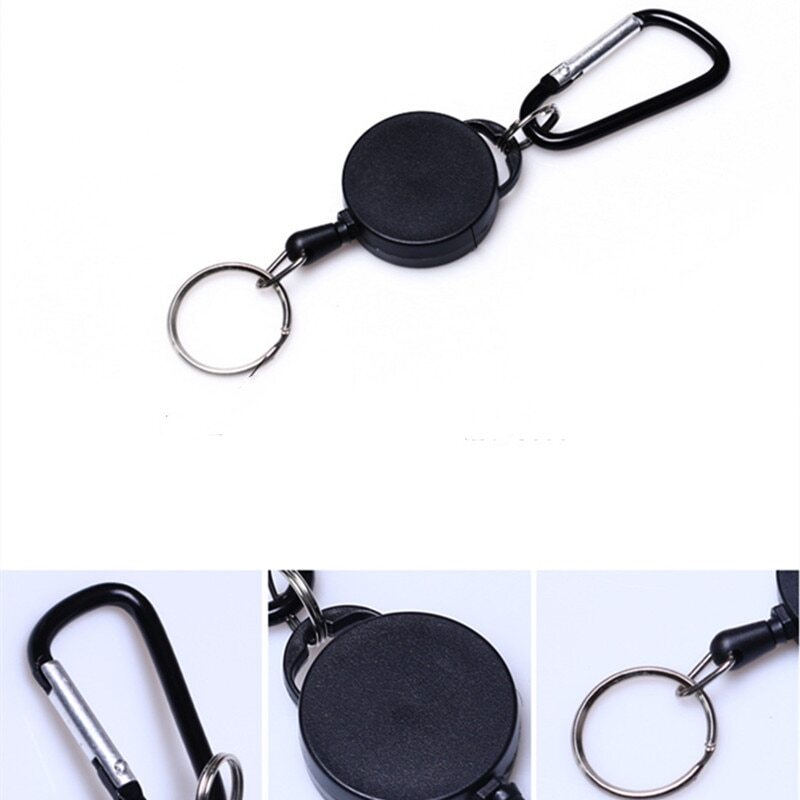 Retractable Key Tool Reel Holder Steel Clip Chain Belt Heavy Duty Split Outdoor