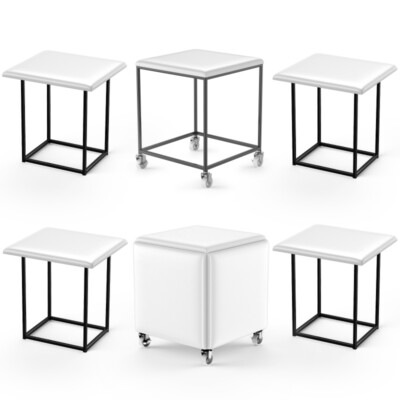 5 in 1 Foldable Stool Cube Ottoman Footrest Footstool Nestable Home Office Decor