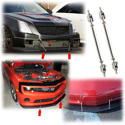 Adjustable Front Bumper Lip Splitter Strut Rod Tie Support Bars Spoiler 100mm 2X