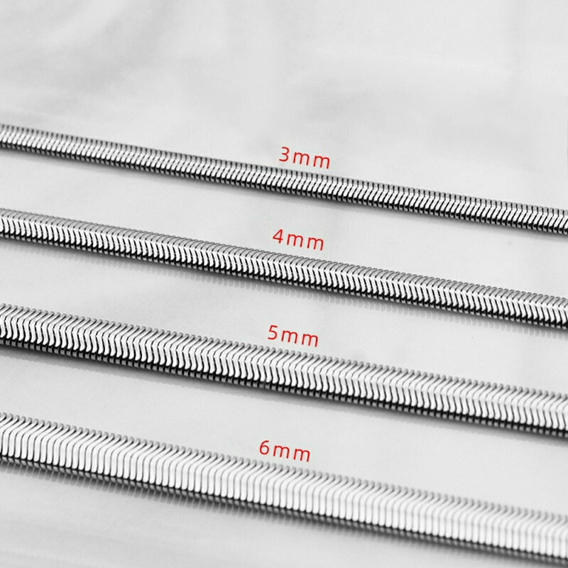 1.6-8mm Real Stainless Steel Silver Flat Snake Chain Necklace Women Men 18-36''