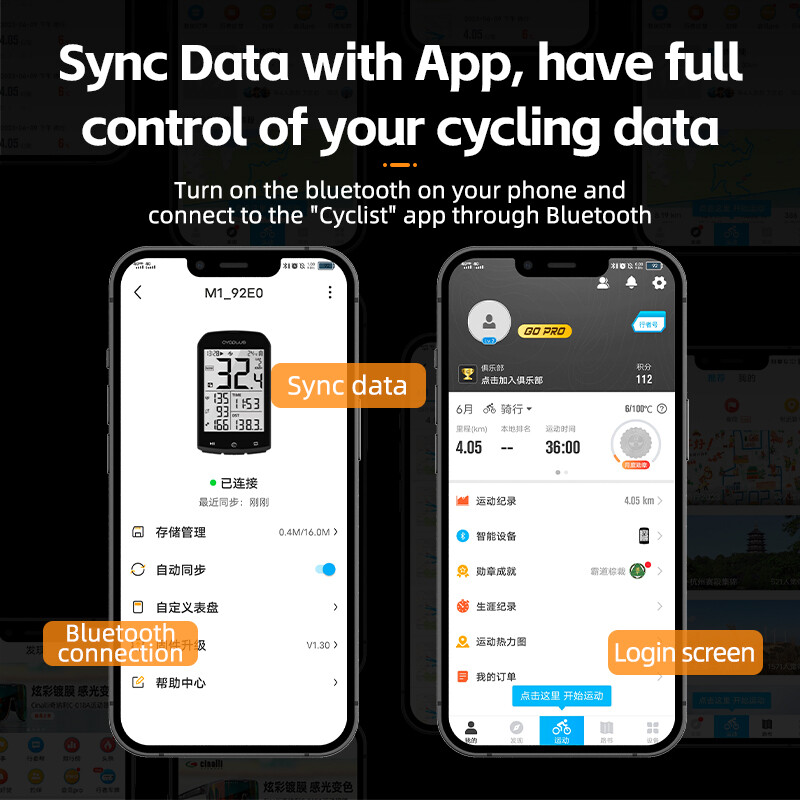 ROCKBROS Bike Smart Speedometer Wireless Computer GPS ANT+ Heart Rate Monitor