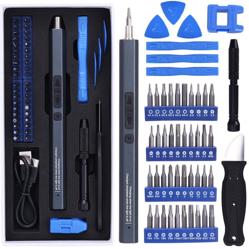 52 in 1 Cordless Electric Power Magnetic Screwdriver Repair Tool w/LED Mini Bits