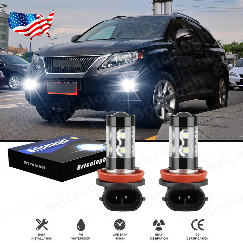 For Lexus RX350 2010-2015 2PC 6000k White LED Fog Light bubls