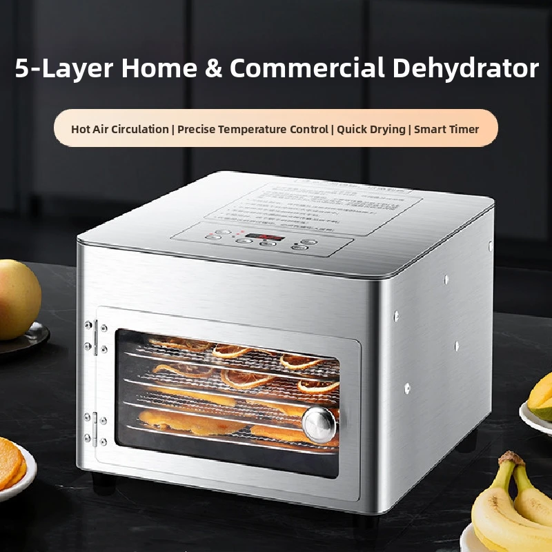 Commercial Grade 5-Layer Food Dehydrator,Stainless Steel Drying Machine for Home