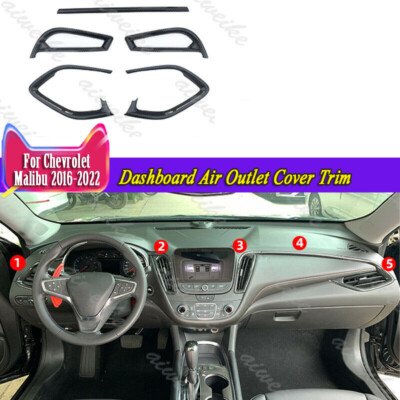 5Pcs Carbon Fiber Dashboard Air Outlet Cover Trim For Chevrolet Malibu 2016-2024