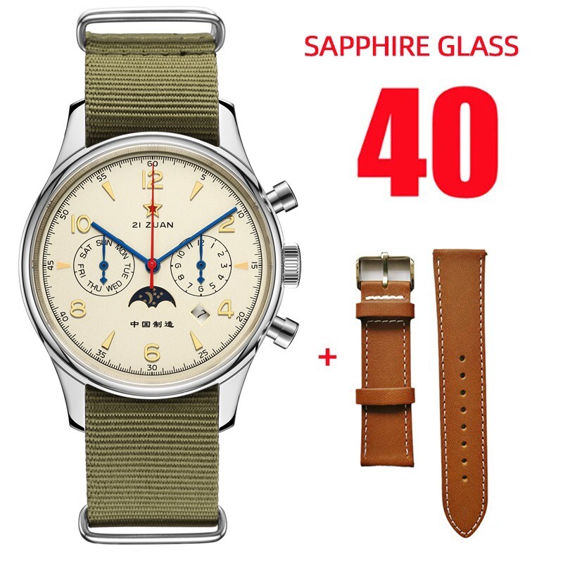 Roter Stern Seagull St1654 Ewiger Kalender Sonne-Mond-Zifferblatt Automatikuhr