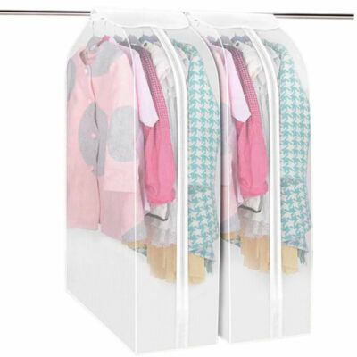 Homegk Clothing Cover Bag Coat Shirt Dust-proof Garment Protector Wardrobe Hanging Storage Bag Clothes Rail Protector with Full Smooth Zipper for Suits 60 * 50 * 110cm Dresses