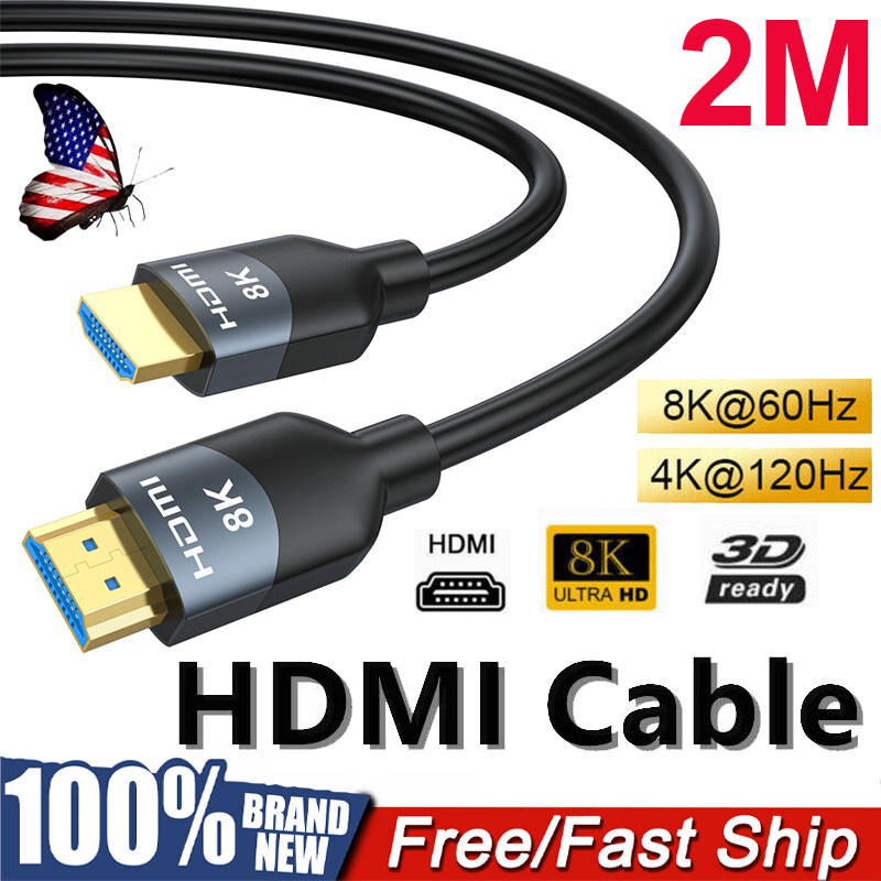 6.6FT HDMI 2.1 Cable 8K High Speed Ultra HD 3D HDMI Cord For